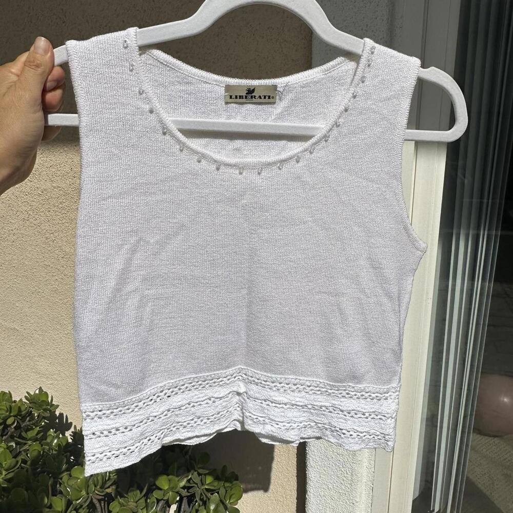 Vintage Liberati White Crochet Top